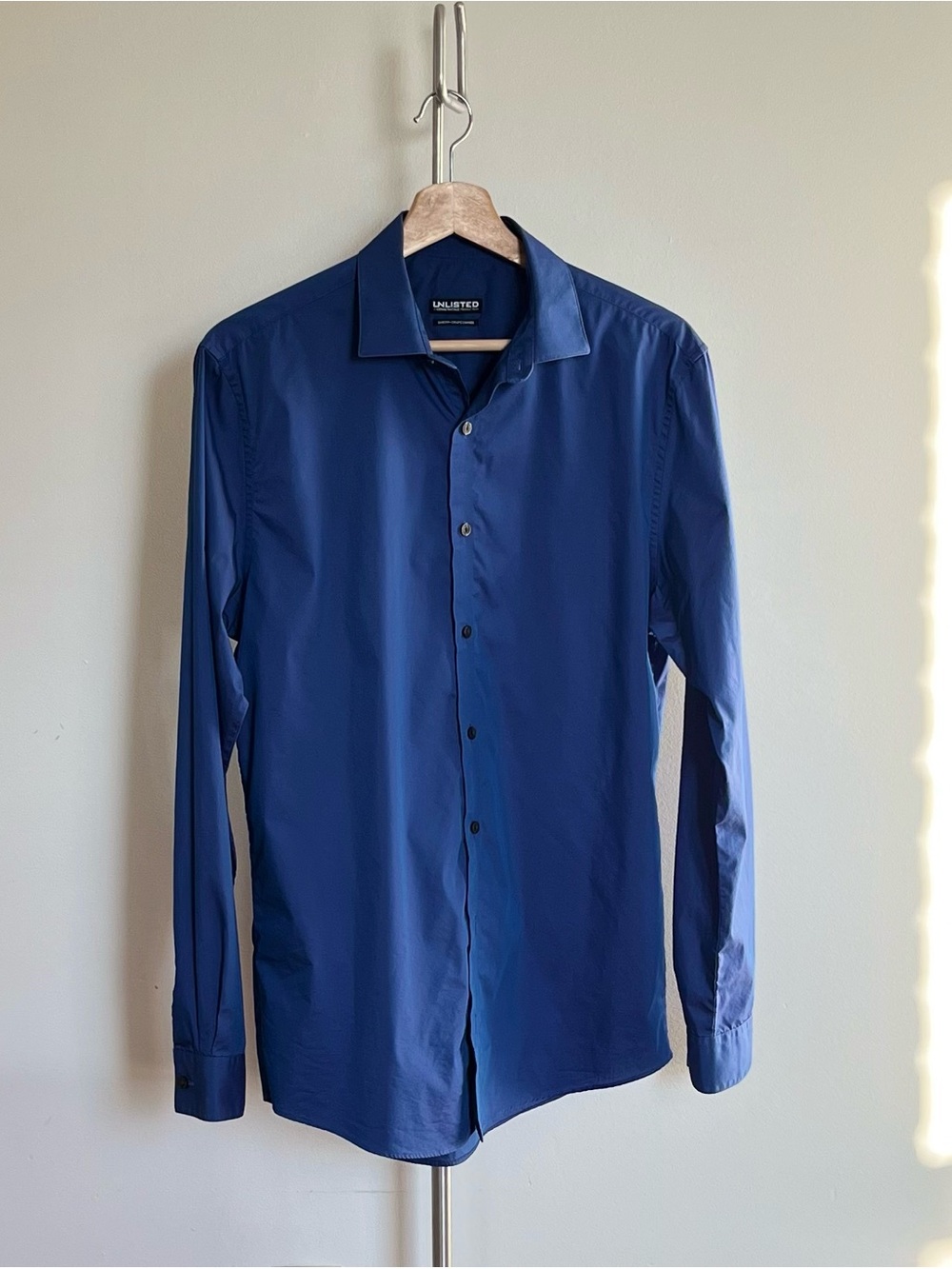 UNLISTED by Kenneth Cole Metallic Blue Long Sleeve Dress Shirt